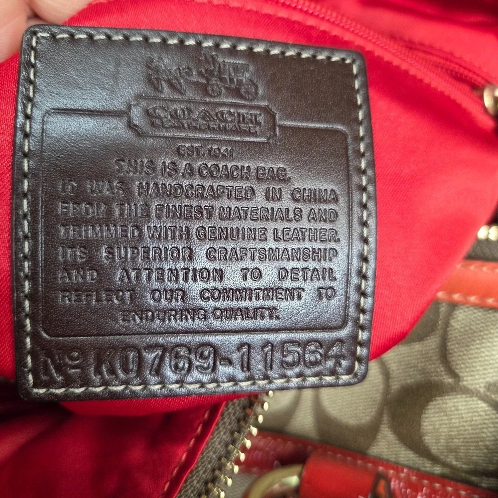Y2K Coach Heritage Signature Coral Stripe XL Double Zip Satchel RARE 2000s VTG